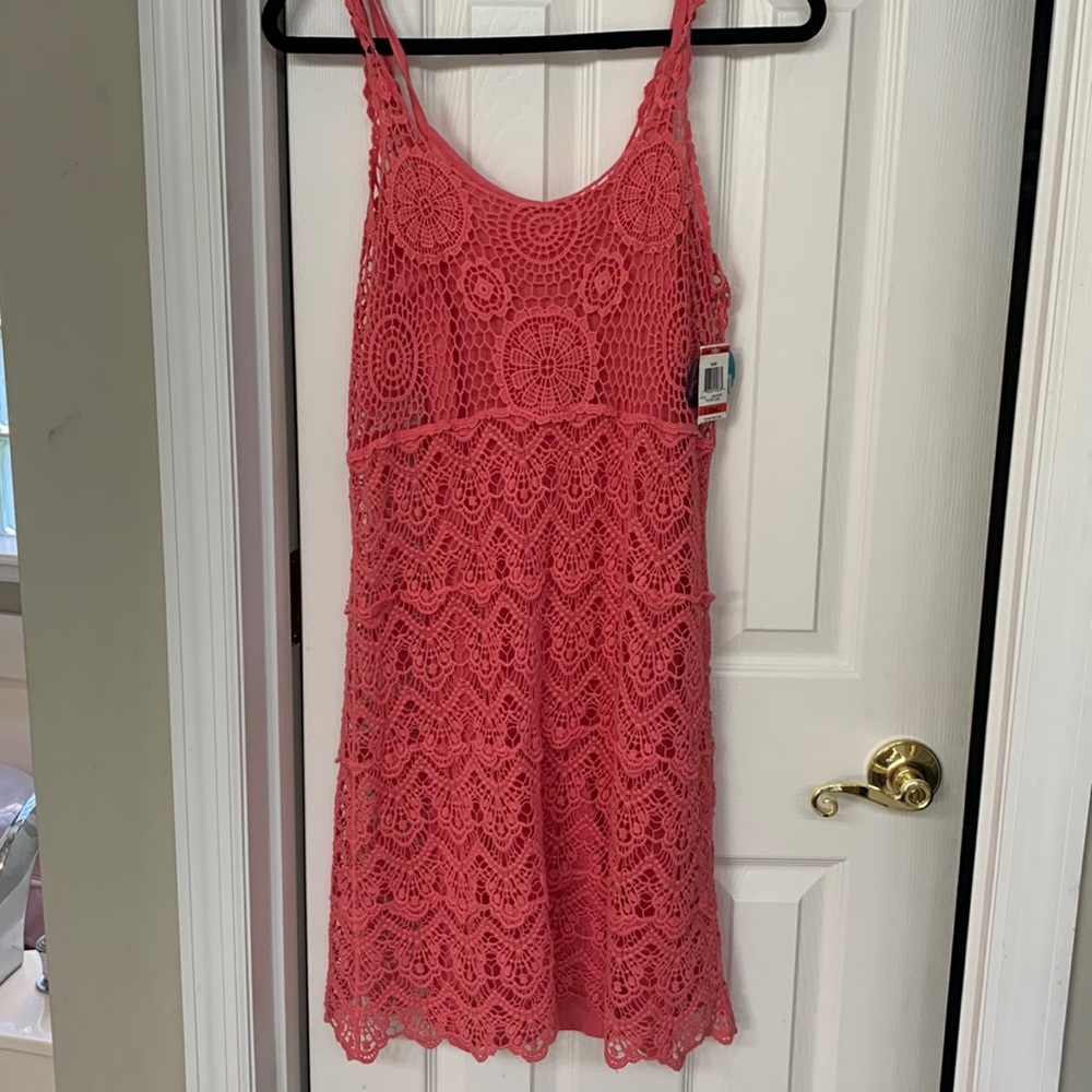 INC Beach crochet summer dress. Size XS. Coral. Brand new with tags.